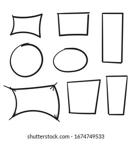 hand drawn doodle frame collection illustration with line art cartoon style