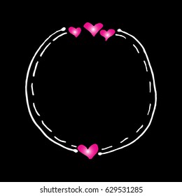 Hand drawn Doodle Frame with heart icon. Sketchy style.