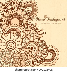 Hand drawn doodle frame with place for text. Vintage vector pattern. Hand drawn abstract background. Decorative retro banner. Can be used for banner, invitation, wedding card, scrapbooking and others.