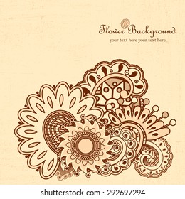 Hand drawn doodle frame with place for text. Vintage vector pattern. Hand drawn abstract background. Decorative retro banner. Can be used for banner, invitation, wedding card, scrapbooking and others.
