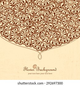 Hand drawn doodle frame with place for text. Vintage vector pattern. Hand drawn abstract background. Decorative retro banner. Can be used for banner, invitation, wedding card, scrapbooking and others.