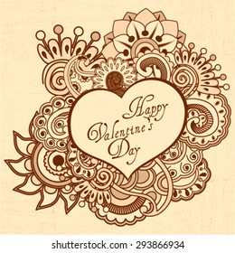 Hand drawn doodle frame with place for text. Vintage vector pattern. Hand drawn abstract background. Decorative retro banner. Can be used for banner, invitation, wedding card, scrapbooking and others.