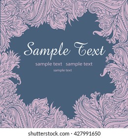 Hand drawn doodle frame with place for text. Floral decorative vector background.