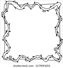 Handgezeichneter Doodle-Rahmen mit Pflanzen und Blumen