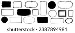 Hand drawn doodle frame set. Box, square, rectangle, circle shape brush pen line stroke scribble element. Hand drawn simple oval, square frame for text border. Vector illustration