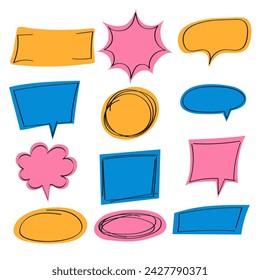 Hand drawn doodle frame for text, speech bubble. 
