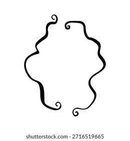 Hand drawn doodle frame with thin two parts with spiral ends