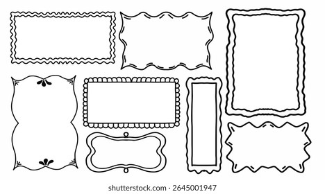 Marcos de doodle dibujados a mano. Conjunto de borde decorativo