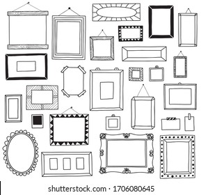 hand drawn doodle frames icon vector set