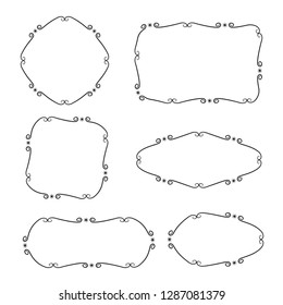 hand drawn and doodle frames and labels for card decoration