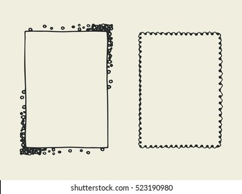 Hand drawn doodle frames set. Cartoon. Vector illustration