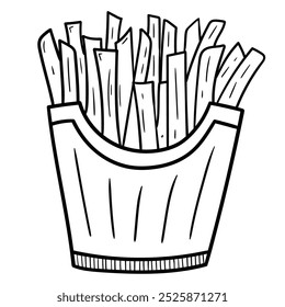 Hand drawn doodle french fries isolated on white background. Vector illustration.