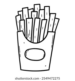 Hand drawn doodle french fries isolated on white background. Vector illustration.