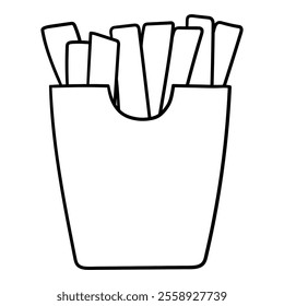 Hand drawn doodle french fries isolated on white background. Vector illustration.