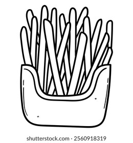 Hand drawn doodle french fries isolated on white background. Vector illustration.