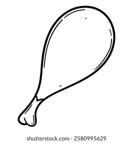 Hand drawn doodle fried chicken leg isolated on white background. Vector illustration.