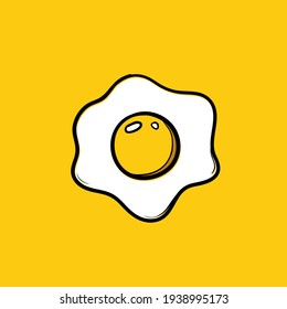 hand drawn doodle Fried egg illustration icon. isolated