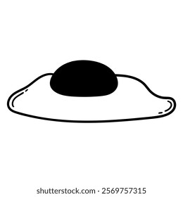 Hand drawn doodle fried egg isolated on white background. Vector illustration.