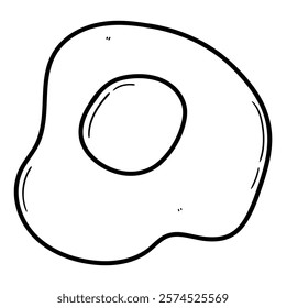 Hand drawn doodle fried egg isolated on white background. Vector illustration.