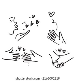 doodle dibujado a mano Amistad e ilustraciones de amor relacionadas