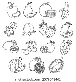Hand Drawn Doodle Fruit Illustration Line Art Perfect for Coloring Page