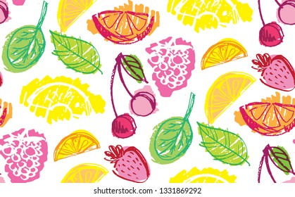 Hand drawn doodle fruit pattern background