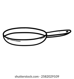 Hand drawn doodle frying pan isolated on white background. Vector illustration.