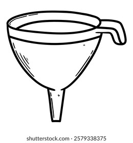 Hand drawn doodle funnel isolated on white background. Vector illustration.