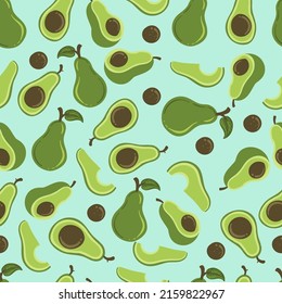 Hand Drawn Doodle Funny Cute Avocado Seamless Pattern Background Wallpaper