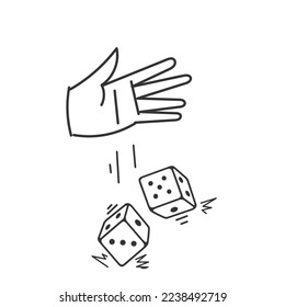 handgezeichnete Dodle Game-Würfel-Vektorgrafik