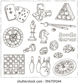 Hand-drawn sketch set of Chess pieces on a - Stock Illustration