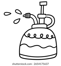 Hand drawn doodle garden hand compression sprayer pump isolated on white background. Vector illustration.