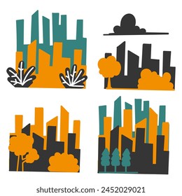 hand drawn doodle garden park and the city illustration vector