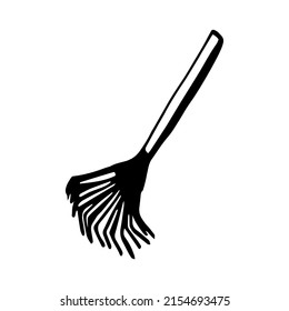 Hand drawn doodle garden rake icon. Vector illustration isolated on white background.