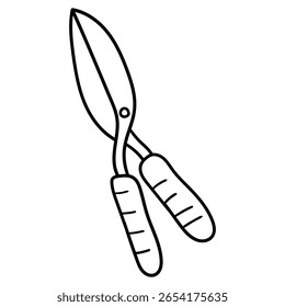 Hand drawn doodle garden scissors isolated on white background. Vector illustration.