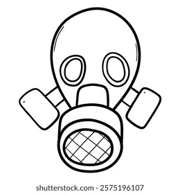 Hand drawn doodle gas mask isolated on a white background. Vector illustration.