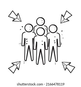 handgezeichnete Doodle-Sammelpunkt-Symbol-Vektorgrafik einzeln