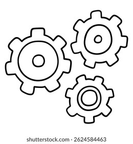 Hand drawn doodle gear settings isolated on a white background. Vector illustration.