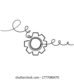 hand drawn doodle gears cogs icon with doodle drawing style
