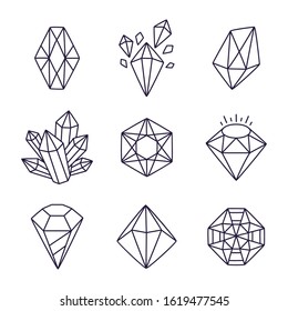 Hand Drawn Doodle Gems Line Art Stock Vector (Royalty Free) 1619477545 ...