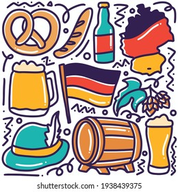 hand drawn doodle germany holiday with icons and design elements