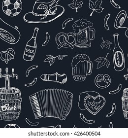 Hand drawn doodle Germany travel seamless pattern.Sketchy Icons set. Travel Collection. Isolated vector illustration.