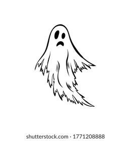 Hand drawn doodle ghost. Halloween symbol. Magic creature.