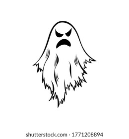 Hand drawn doodle ghost. Halloween symbol. Magic creature.