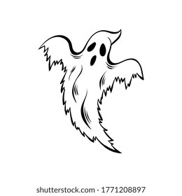 Hand drawn doodle ghost. Halloween symbol. Magic creature.