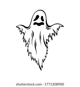 Hand drawn doodle ghost. Halloween symbol. Magic creature.