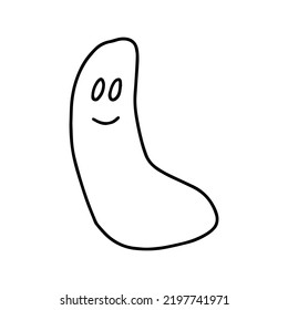 Hand Drawn Doodle Ghost Illustration. Vector Simple Ghost Sketch Isolated