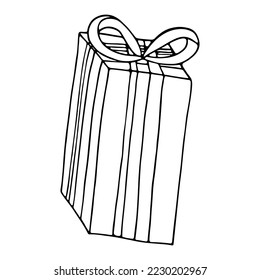 Hand drawn doodle gift box symbol illustration. Vector drawing.