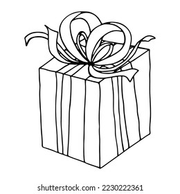 Hand drawn doodle gift box symbol illustration. Vector drawing.