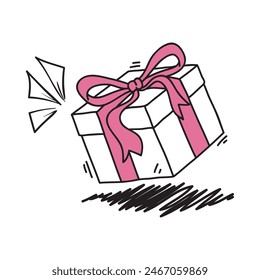 hand drawn doodle gift box symbol for give away illustration vector isolated